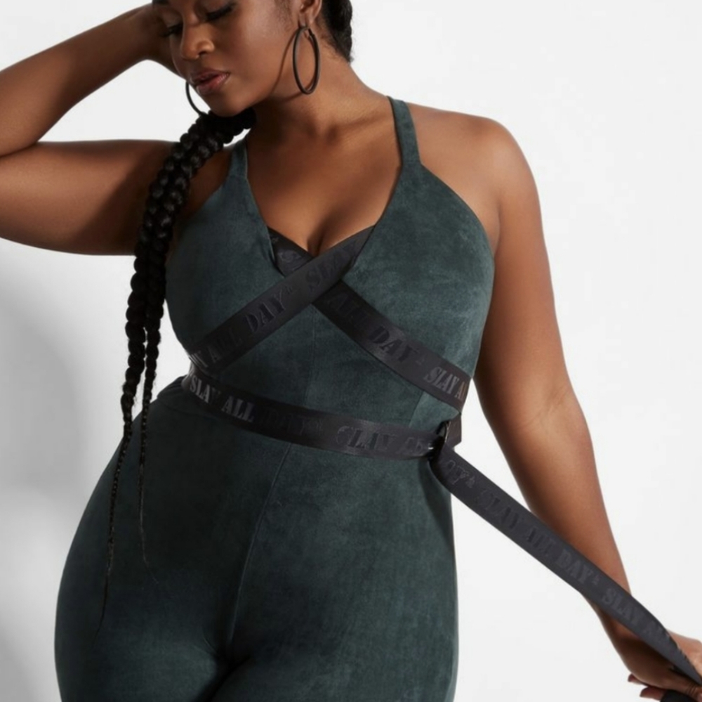 LALA Anthony NEW $120 Slay All Day MICROFIBER SUEDE JUMPSUIT